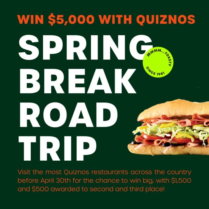 Just 1 Week Remaining to Win $5000 in Quiznos Contest