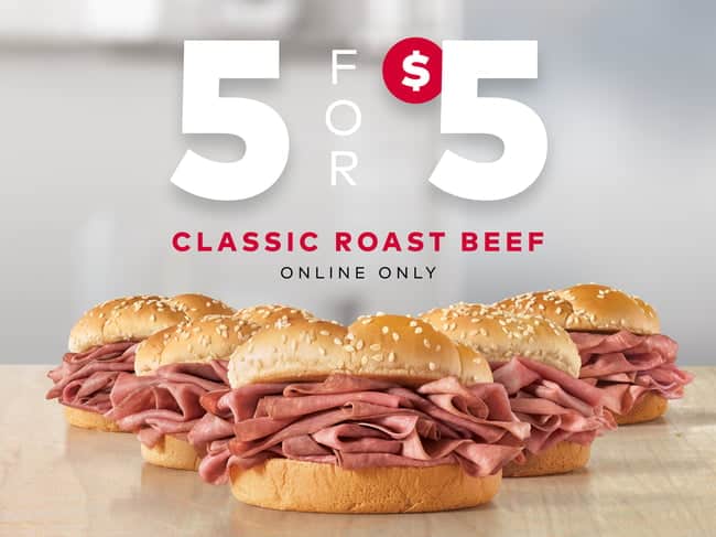 Arby's 5 for $5 is Back This Week Only!