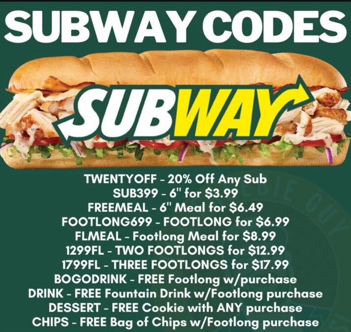 Subway discount code discount